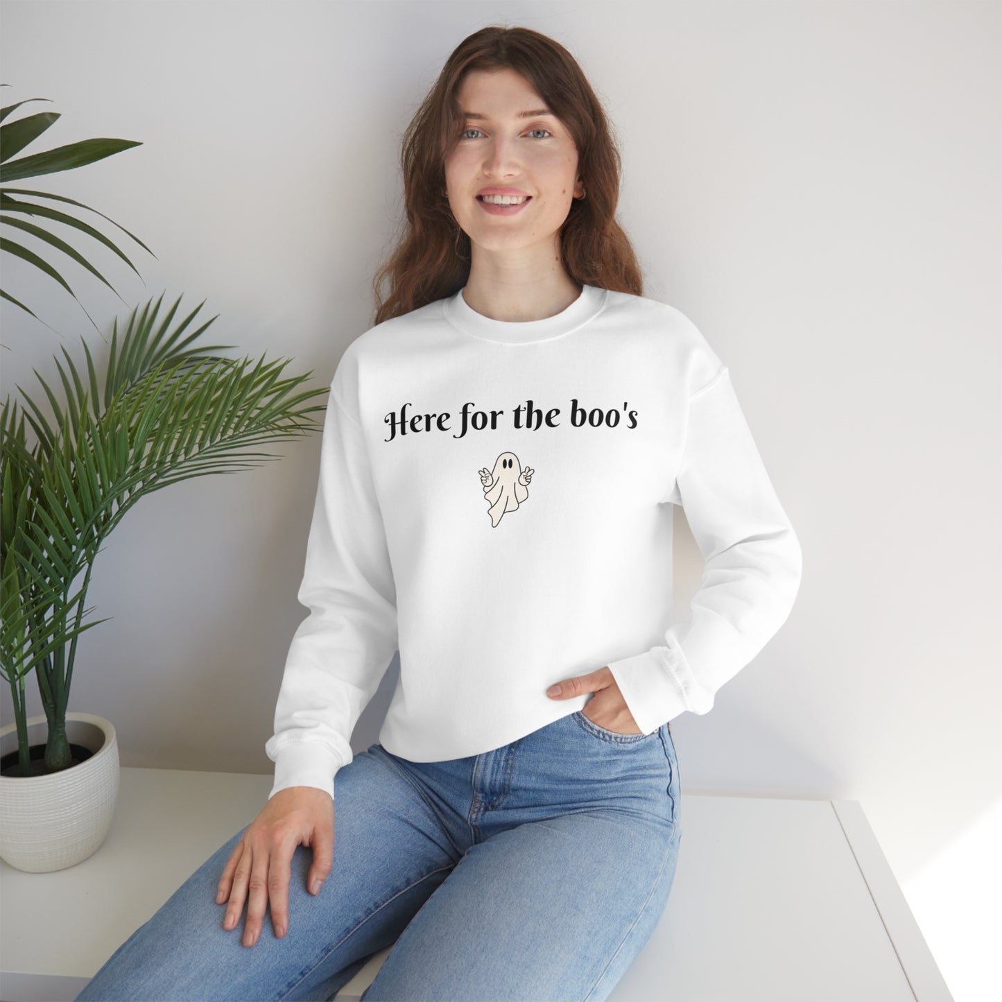 Here for the boo's Unisex Heavy Blend™ Crewneck Sweatshirt