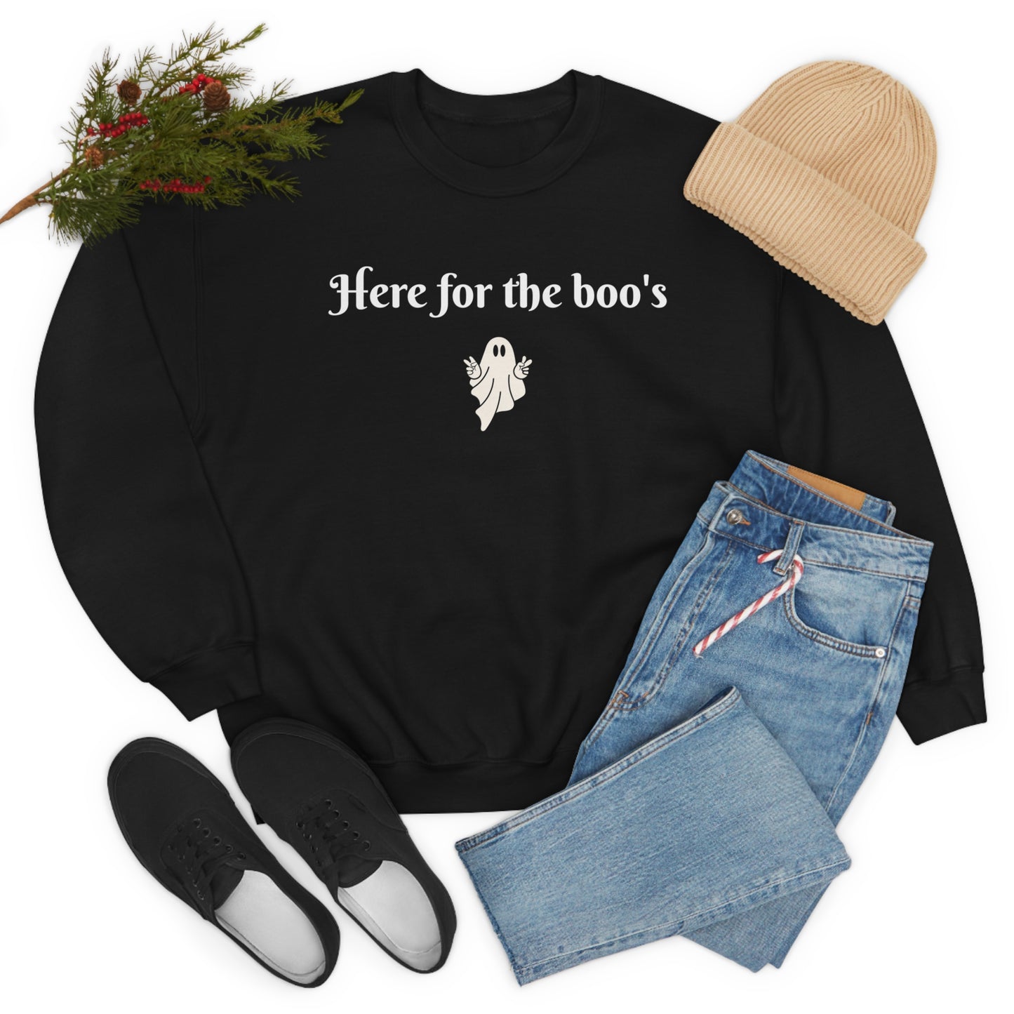 Here for the boo's Unisex Heavy Blend™ Crewneck Sweatshirt